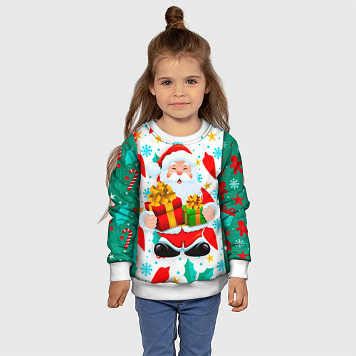 Детский свитшот Санта с подарками паттерн / 3D-Белый – фото 4