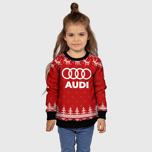 Детский свитшот Новогодний Audi с оленями / 3D-Черный – фото 4