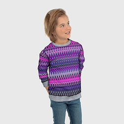 Свитшот детский Сиренево-розовый узоры, цвет: 3D-меланж — фото 2
