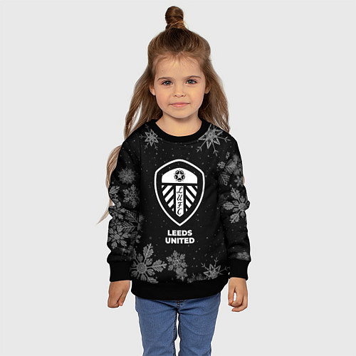 Детский свитшот Снежный Leeds United / 3D-Черный – фото 4