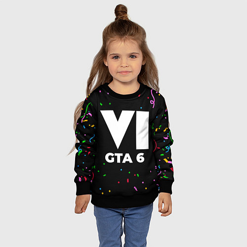 Детский свитшот GTA 6 конфети / 3D-Черный – фото 4