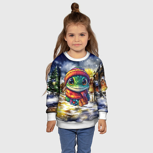 Детский свитшот Новогодняя змейка милая / 3D-Белый – фото 4