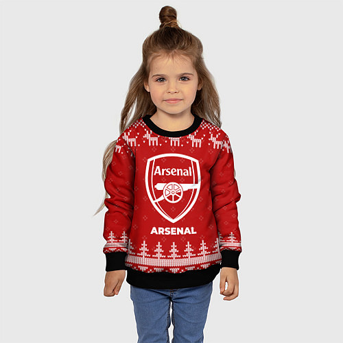 Детский свитшот Новогодний Arsenal с оленями / 3D-Черный – фото 4