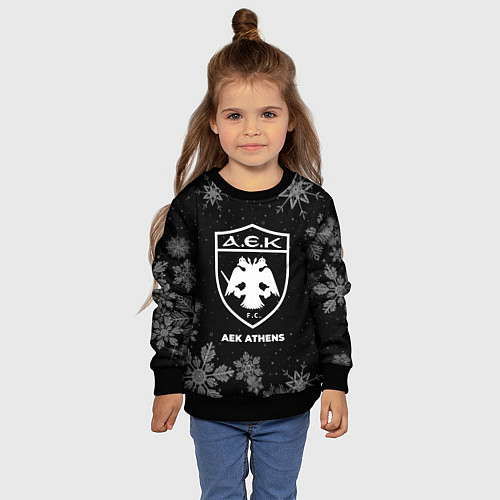 Детский свитшот Снежный AEK Athens / 3D-Черный – фото 4