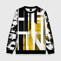 Свитшот детский Чёрно-жёлтые вертикальные и горизонтальные полосы, цвет: 3D-черный