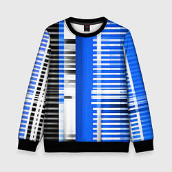 Свитшот детский White stripes on a black and blue background, цвет: 3D-черный