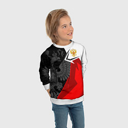 Свитшот детский Герб России - красно-белый, цвет: 3D-белый — фото 2