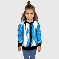 Свитшот детский Вертикальные чёрно-белые линии на синем фоне, цвет: 3D-черный — фото 2