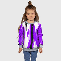 Свитшот детский Вертикальные чёрно-белые линии на фиолетовом фоне, цвет: 3D-меланж — фото 2