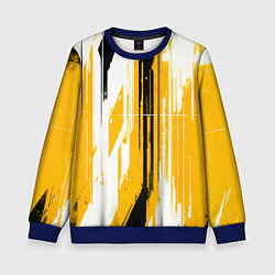 Свитшот детский Вертикальные чёрно-белые линии на жёлтом фоне, цвет: 3D-синий