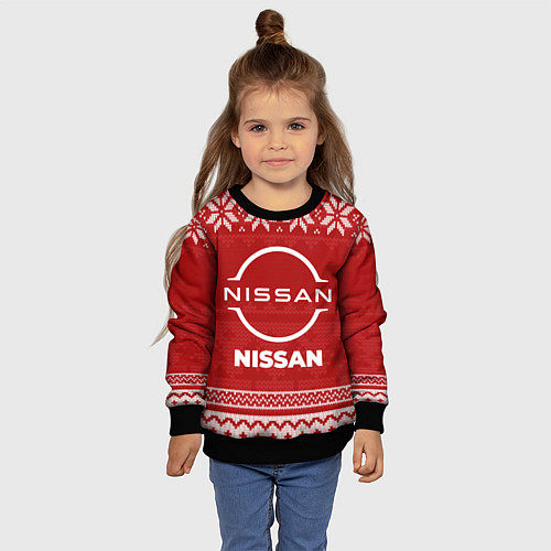 Детский свитшот Новогодний Nissan / 3D-Черный – фото 4