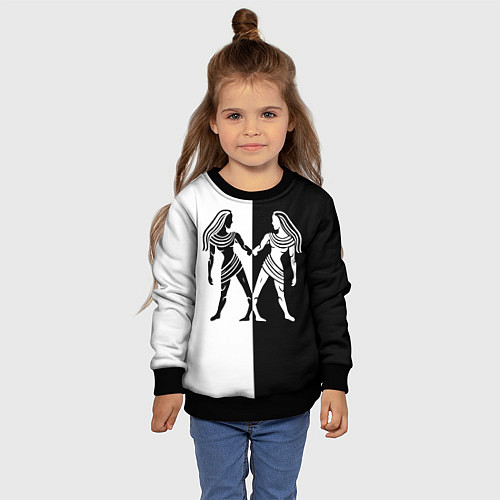 Детский свитшот Близнецы чёрно-белое / 3D-Черный – фото 4