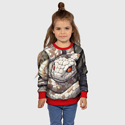 Свитшот детский Бежевая змея с красными глазами, цвет: 3D-красный — фото 2