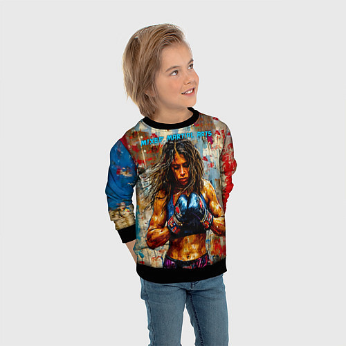 Детский свитшот Девочка миксфайтер / 3D-Черный – фото 3