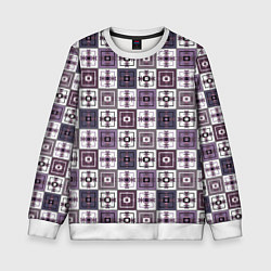 Свитшот детский Серый сиреневый геометрический узор пэчворк, цвет: 3D-белый