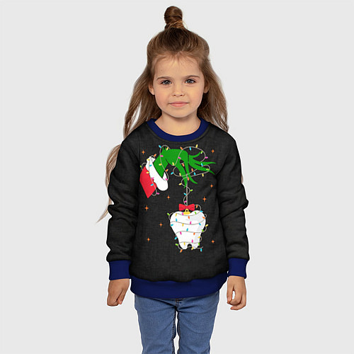 Детский свитшот Гринч похищает у зубной феи / 3D-Синий – фото 4