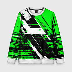 Свитшот детский Diagonal black and white stripes on a green backgr, цвет: 3D-белый