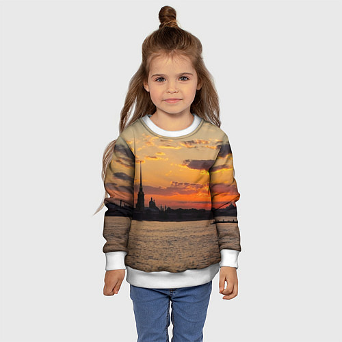 Детский свитшот Петропавловская крепость ранним утром / 3D-Белый – фото 4