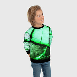 Свитшот детский Трещины на абстрактном зелёном фоне, цвет: 3D-черный — фото 2