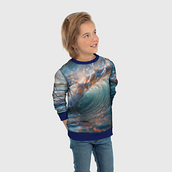 Свитшот детский Волна и блики солнца, цвет: 3D-синий — фото 2