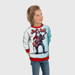 Свитшот детский Санта играет на электрогитаре, цвет: 3D-красный — фото 2