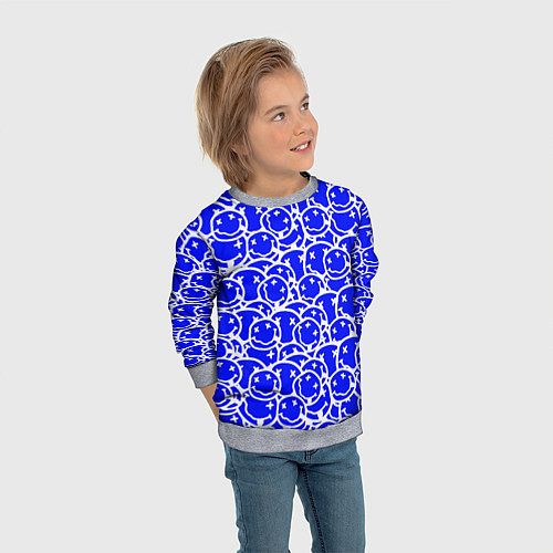 Детский свитшот Nirvana logo blue / 3D-Меланж – фото 3