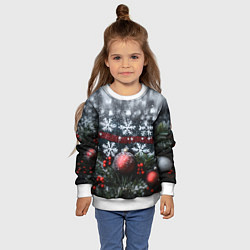 Свитшот детский Новогодние снежинки, цвет: 3D-белый — фото 2