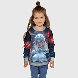 Свитшот детский Зимняя девушка в кибер костюме, цвет: 3D-меланж — фото 2