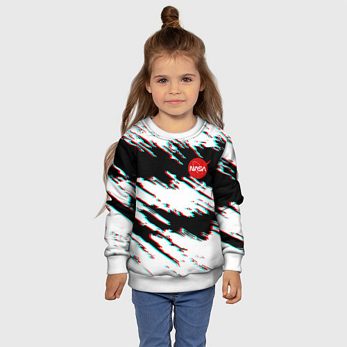 Детский свитшот Nasa glitch color / 3D-Белый – фото 4