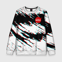 Свитшот детский Nasa glitch color, цвет: 3D-белый
