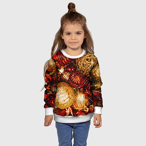 Детский свитшот Новогоднее ёлочное украшение / 3D-Белый – фото 4