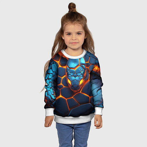 Детский свитшот Cyber neon snake / 3D-Белый – фото 4