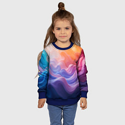 Свитшот детский Волны разноцветных красок, цвет: 3D-синий — фото 2