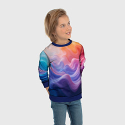 Свитшот детский Волны разноцветных красок, цвет: 3D-синий — фото 2