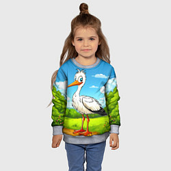 Свитшот детский Аист в поле, цвет: 3D-меланж — фото 2