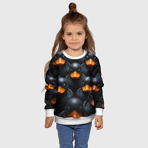 Детский свитшот Черные уточки / 3D-Белый – фото 4