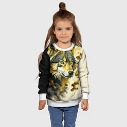 Свитшот детский Волк черно-золотой, цвет: 3D-белый — фото 2
