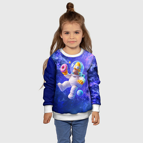 Детский свитшот Homer Simpson is a brave astronaut / 3D-Белый – фото 4