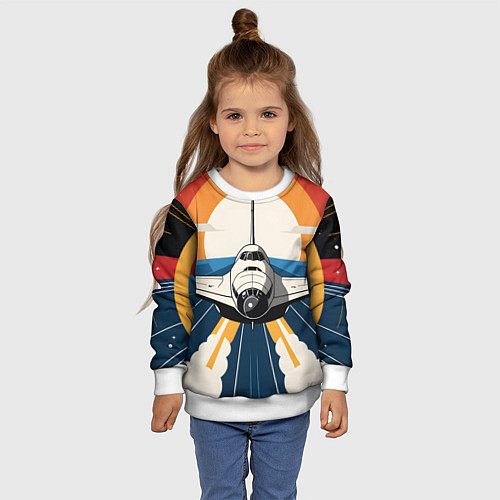 Детский свитшот Скоростной ретро самолет / 3D-Белый – фото 4