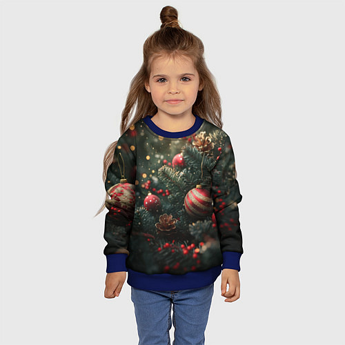 Детский свитшот Новый год - шарики / 3D-Синий – фото 4