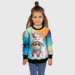 Свитшот детский Кот в шапке зайца, цвет: 3D-черный — фото 2