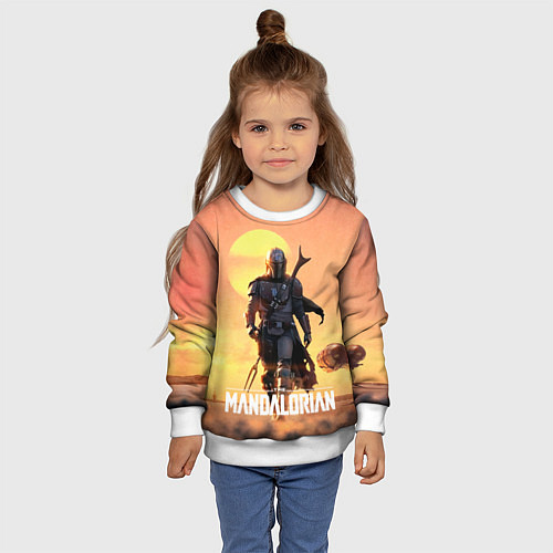 Детский свитшот Идущий мандалорец / 3D-Белый – фото 4