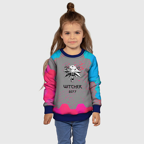 Детский свитшот Cyberpunk 2077 x ведьмак соты / 3D-Синий – фото 4