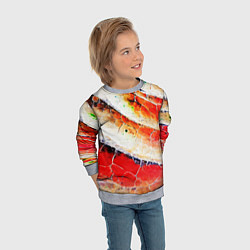 Свитшот детский Красно-белая волнистая абстракция, цвет: 3D-меланж — фото 2
