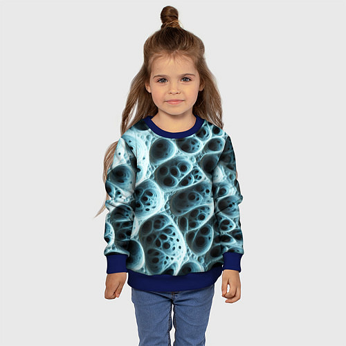 Детский свитшот Белая пористая структура / 3D-Синий – фото 4