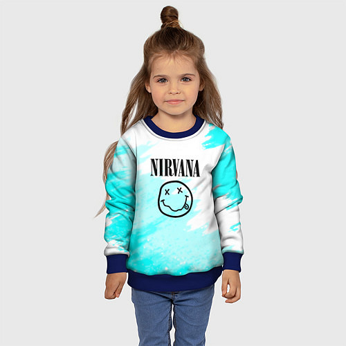 Детский свитшот Nirvana rock music color / 3D-Синий – фото 4