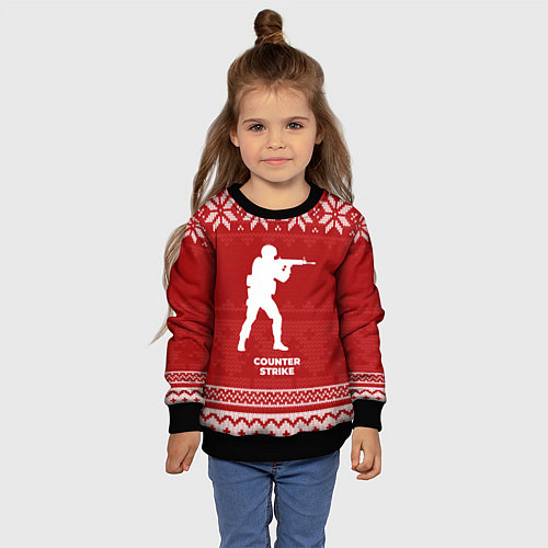 Детский свитшот Новогодний Counter Strike / 3D-Черный – фото 4