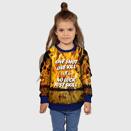 Детский свитшот Counter Strike - motto flame / 3D-Синий – фото 4