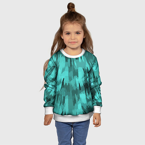 Детский свитшот Бирюзовый камуфляж / 3D-Белый – фото 4