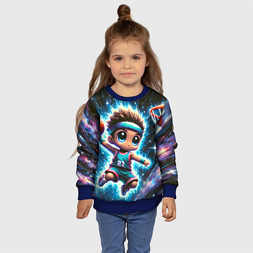 Детский свитшот Бейсболист с мячом / 3D-Синий – фото 4